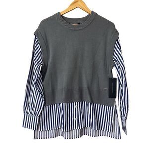 French Connection Layered Look preppy pullover Sweater Medium new